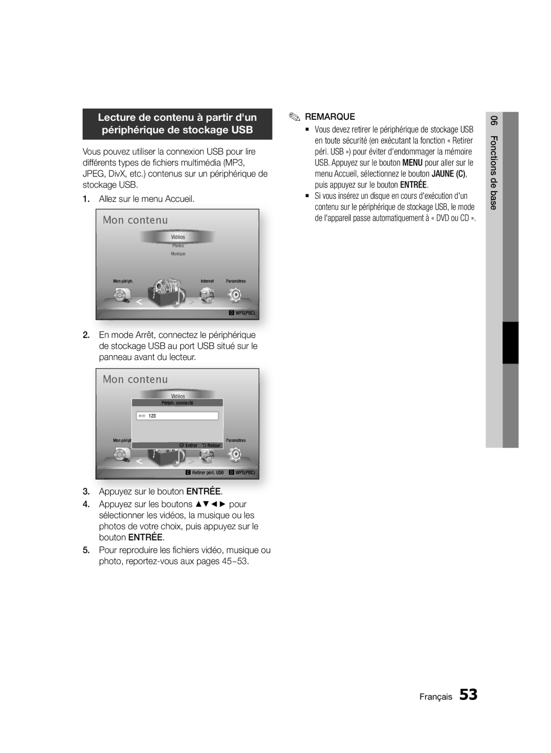 Samsung BD-D7000/EN, BD-D7000/XN, BD-D7000/ZF Bouton ENTRÉE, Photo, reportez-vous aux pages 45~53, Panneau avant du lecteur 